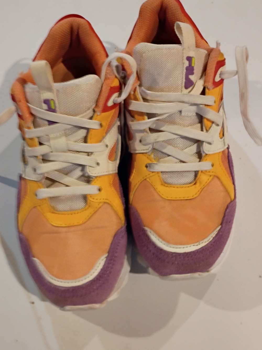 Fila Women's Orange, Yellow & Purple Colorblock Sneakers